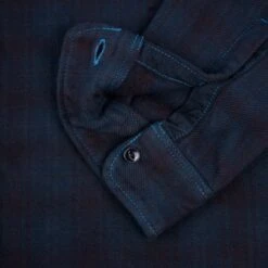 Ultra Heavy Flannel Blanket Check Work Shirt - Sax Blue Overdyed Black -Denim Clothing-Iron Heart International IHSH 339 OD 8