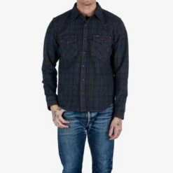Ultra Heavy Flannel Classic Check Western Shirt - Red Overdyed Black