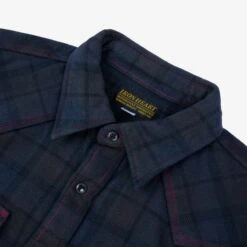 Ultra Heavy Flannel Classic Check Western Shirt - Red Overdyed Black -Denim Clothing-Iron Heart International IHSH 340 OD 3