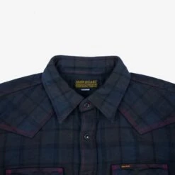 Ultra Heavy Flannel Classic Check Western Shirt - Red Overdyed Black -Denim Clothing-Iron Heart International IHSH 340 OD 4
