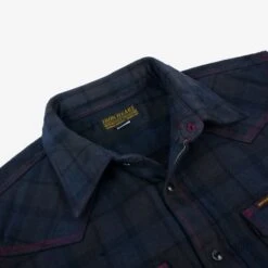 Ultra Heavy Flannel Classic Check Western Shirt - Red Overdyed Black -Denim Clothing-Iron Heart International IHSH 340 OD 5