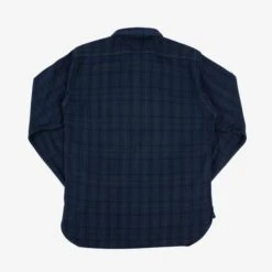 Ultra Heavy Flannel Tartan Check Work Shirt - Green Overdyed Black -Denim Clothing-Iron Heart International IHSH 343 OD 2
