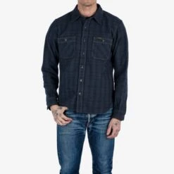 Ultra Heavy Flannel Tartan Check Work Shirt - Green Overdyed Black