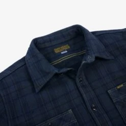 Ultra Heavy Flannel Tartan Check Work Shirt - Green Overdyed Black -Denim Clothing-Iron Heart International IHSH 343 OD 4