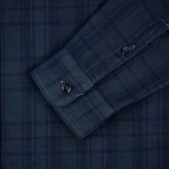 Ultra Heavy Flannel Tartan Check Work Shirt - Green Overdyed Black -Denim Clothing-Iron Heart International IHSH 343 OD 6