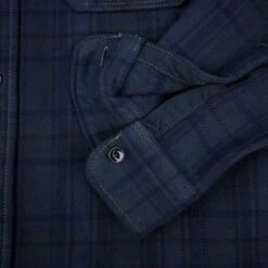 Ultra Heavy Flannel Tartan Check Work Shirt - Green Overdyed Black -Denim Clothing-Iron Heart International IHSH 343 OD 7
