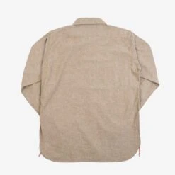 10oz Selvedge Chambray Work Shirt - Khaki -Denim Clothing-Iron Heart International IHSH 344 KHA 2