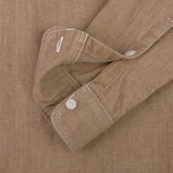 10oz Organic Chambray Work Shirt - Mocha -Denim Clothing-Iron Heart International IHSH 363 MOC 10