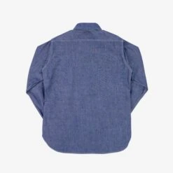 10oz Organic Chambray Work Shirt - Navy Blue -Denim Clothing-Iron Heart International IHSH 363 NAV 4