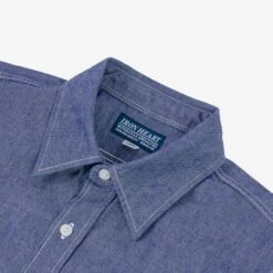 10oz Organic Chambray Work Shirt - Navy Blue -Denim Clothing-Iron Heart International IHSH 363 NAV 6