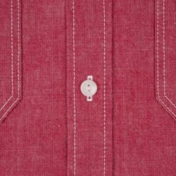 10oz Organic Chambray Work Shirt - Red -Denim Clothing-Iron Heart International IHSH 363 RED 10