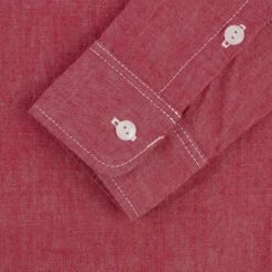 10oz Organic Chambray Work Shirt - Red -Denim Clothing-Iron Heart International IHSH 363 RED 11