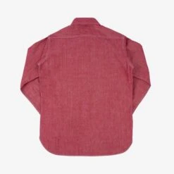 10oz Organic Chambray Work Shirt - Red -Denim Clothing-Iron Heart International IHSH 363 RED 4