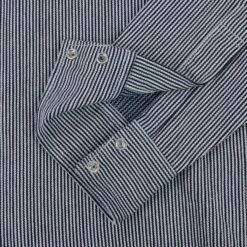 8oz Herringbone Hickory Stripe Sawtooth Western Shirt - Indigo -Denim Clothing-Iron Heart International IHSH 365 IND 11