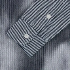 8oz Herringbone Hickory Stripe Work Shirt - Indigo -Denim Clothing-Iron Heart International IHSH 366 IND 10
