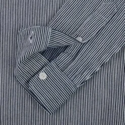8oz Herringbone Hickory Stripe Work Shirt - Indigo -Denim Clothing-Iron Heart International IHSH 366 IND 11