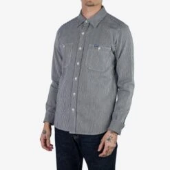 8oz Herringbone Hickory Stripe Work Shirt - Indigo