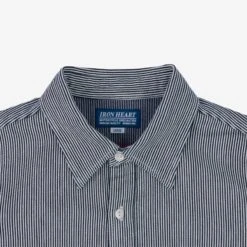 8oz Herringbone Hickory Stripe Work Shirt - Indigo -Denim Clothing-Iron Heart International IHSH 366 IND 6