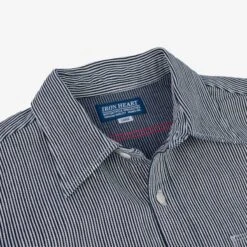 8oz Herringbone Hickory Stripe Work Shirt - Indigo -Denim Clothing-Iron Heart International IHSH 366 IND 7