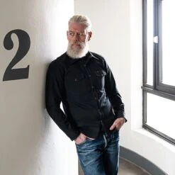 10oz Mock Twist Twill Western Shirt - Black -Denim Clothing-Iron Heart International IHSH 367 BLK 3