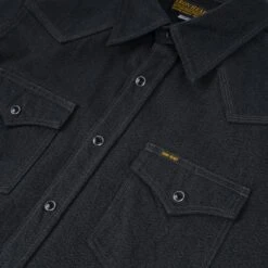 10oz Mock Twist Twill Western Shirt - Black -Denim Clothing-Iron Heart International IHSH 367 BLK 8