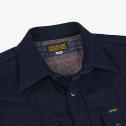 14oz Double Cloth Western Shirt - Indigo -Denim Clothing-Iron Heart International IHSH 368 IND 6
