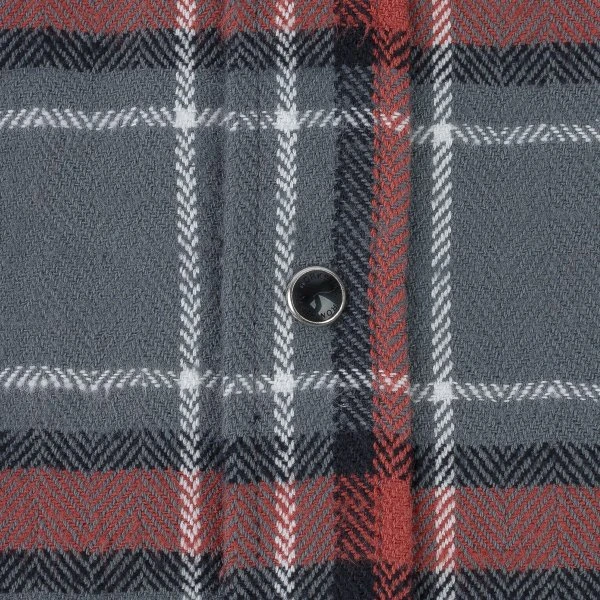 12oz Slubby Heavy Flannel Herringbone Check Western Shirt - Grey 15 12oz Slubby Heavy Flannel Herringbone Check Western Shirt - Grey - Image 13