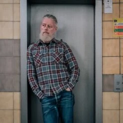 12oz Slubby Heavy Flannel Herringbone Check Western Shirt - Grey 19 12oz Slubby Heavy Flannel Herringbone Check Western Shirt - Grey -Denim Clothing-Iron Heart International IHSH 369 GRY 3