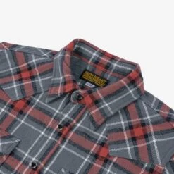 12oz Slubby Heavy Flannel Herringbone Check Western Shirt - Grey 21 12oz Slubby Heavy Flannel Herringbone Check Western Shirt - Grey -Denim Clothing-Iron Heart International IHSH 369 GRY 5