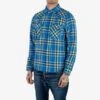 Ultra Heavy Flannel Tartan Check Western Shirt - Blue 2 Ultra Heavy Flannel Tartan Check Western Shirt - Blue -Denim Clothing-Iron Heart International IHSH 370 BLU