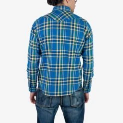 Ultra Heavy Flannel Tartan Check Western Shirt - Blue 17 Ultra Heavy Flannel Tartan Check Western Shirt - Blue -Denim Clothing-Iron Heart International IHSH 370 BLU 2