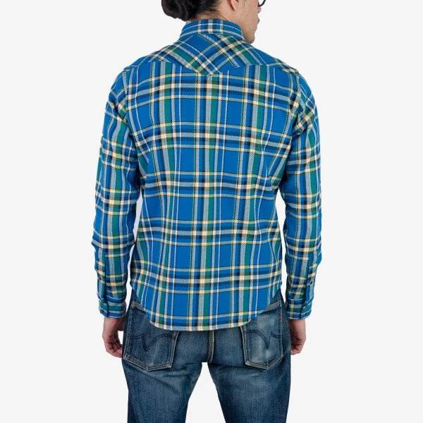 Ultra Heavy Flannel Tartan Check Western Shirt - Blue 5 Ultra Heavy Flannel Tartan Check Western Shirt - Blue - Image 3