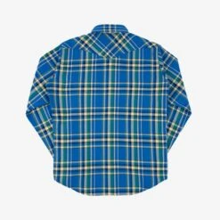 Ultra Heavy Flannel Tartan Check Western Shirt - Blue 18 Ultra Heavy Flannel Tartan Check Western Shirt - Blue -Denim Clothing-Iron Heart International IHSH 370 BLU 3