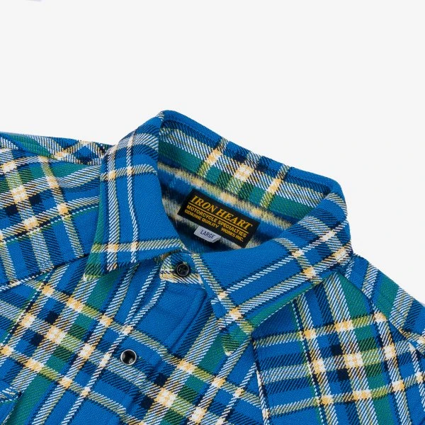 Ultra Heavy Flannel Tartan Check Western Shirt - Blue 7 Ultra Heavy Flannel Tartan Check Western Shirt - Blue - Image 5