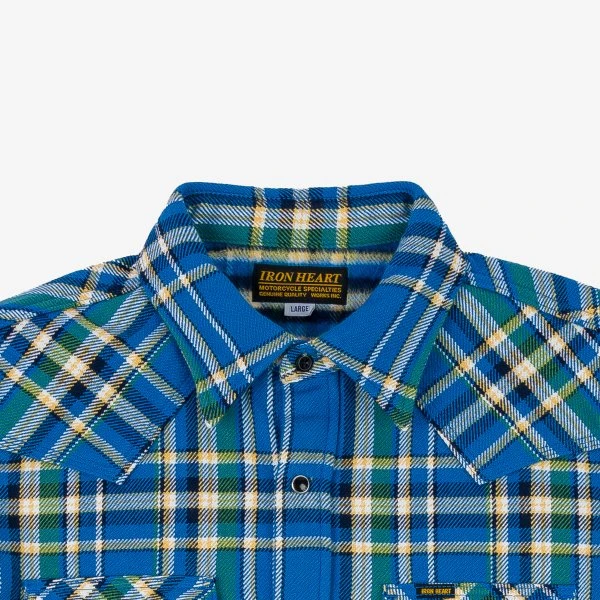 Ultra Heavy Flannel Tartan Check Western Shirt - Blue 8 Ultra Heavy Flannel Tartan Check Western Shirt - Blue - Image 6
