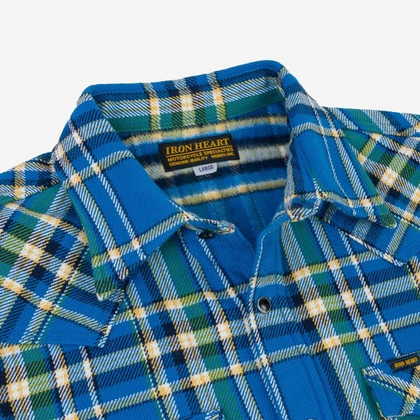 Ultra Heavy Flannel Tartan Check Western Shirt - Blue 9 Ultra Heavy Flannel Tartan Check Western Shirt - Blue - Image 7