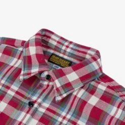 Ultra Heavy Flannel Crazy Check Work Shirt - Red -Denim Clothing-Iron Heart International IHSH 371 RED 4