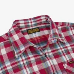 Ultra Heavy Flannel Crazy Check Work Shirt - Red -Denim Clothing-Iron Heart International IHSH 371 RED 5