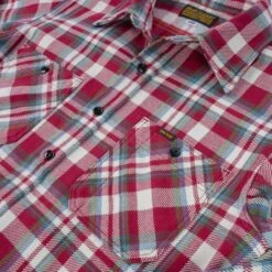 Ultra Heavy Flannel Crazy Check Work Shirt - Red -Denim Clothing-Iron Heart International IHSH 371 RED 6