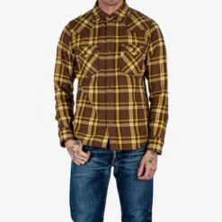 Ultra Heavy Flannel Crazy Check Western Shirt - Brown