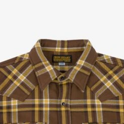 Ultra Heavy Flannel Crazy Check Western Shirt - Brown -Denim Clothing-Iron Heart International IHSH 372 BRN 5