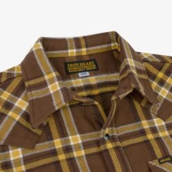 Ultra Heavy Flannel Crazy Check Western Shirt - Brown -Denim Clothing-Iron Heart International IHSH 372 BRN 6