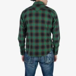 Ultra Heavy Flannel Ombré Check Western Shirt - Green -Denim Clothing-Iron Heart International IHSH 373 GRN 2