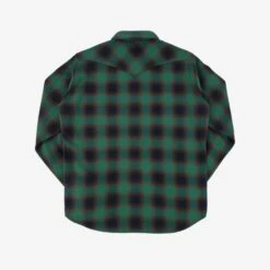 Ultra Heavy Flannel Ombré Check Western Shirt - Green -Denim Clothing-Iron Heart International IHSH 373 GRN 4