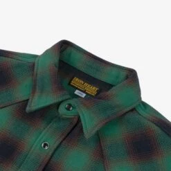 Ultra Heavy Flannel Ombré Check Western Shirt - Green -Denim Clothing-Iron Heart International IHSH 373 GRN 5