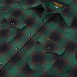 Ultra Heavy Flannel Ombré Check Western Shirt - Green -Denim Clothing-Iron Heart International IHSH 373 GRN 8