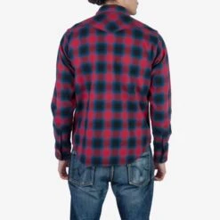 Ultra Heavy Flannel Ombré Check Western Shirt - Red -Denim Clothing-Iron Heart International IHSH 373 RED 2