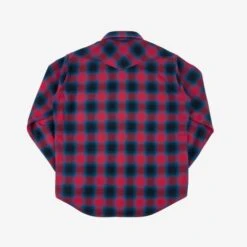 Ultra Heavy Flannel Ombré Check Western Shirt - Red -Denim Clothing-Iron Heart International IHSH 373 RED 4