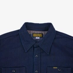 14oz Double Cloth Work Shirt - Indigo -Denim Clothing-Iron Heart International IHSH 374 IND 6