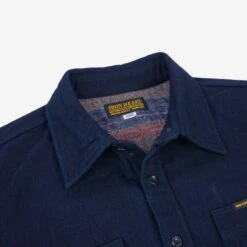 14oz Double Cloth Work Shirt - Indigo -Denim Clothing-Iron Heart International IHSH 374 IND 7